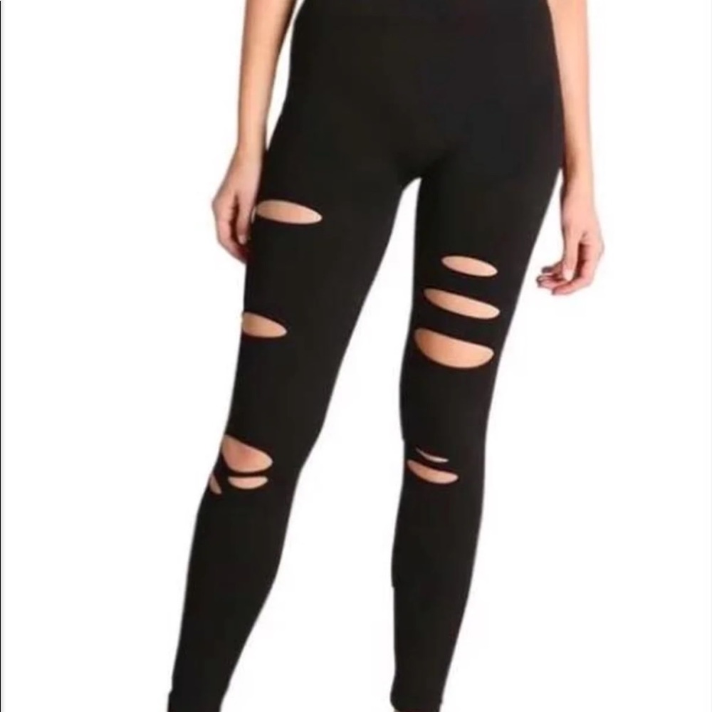 Distressed Black Leggings